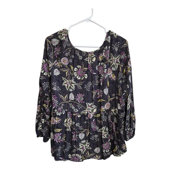 Old Navy Floral peplum blouse XXL dark floral romantic boho fairy witchy - Picture 2 of 7